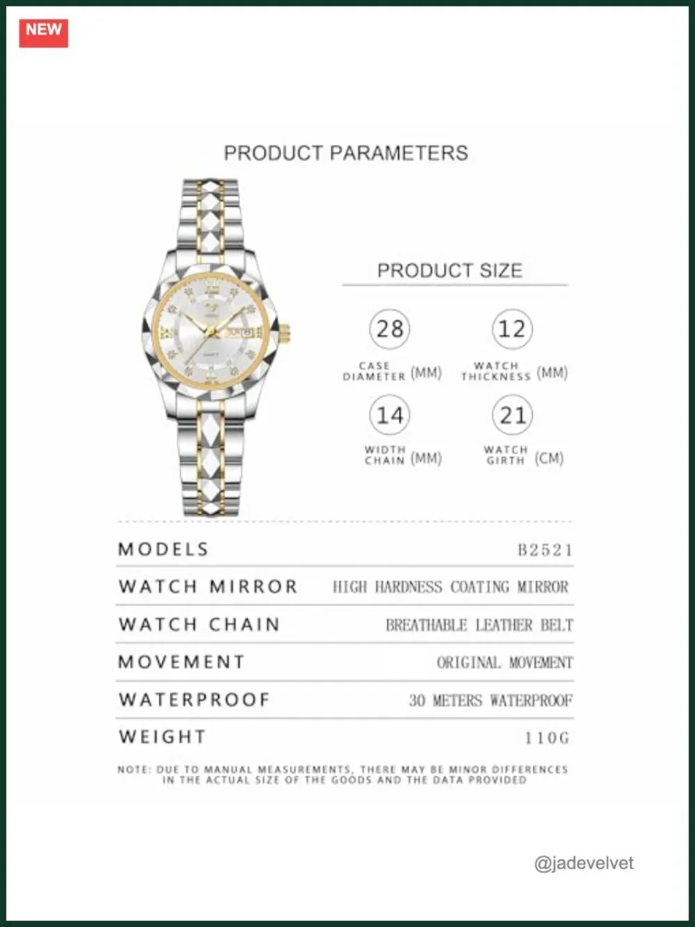 Women's Stainless Steel Dress Watch Waterproof Analog Bracelet